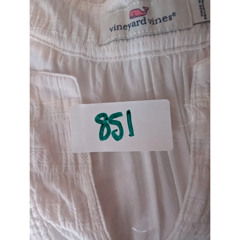 Vineyard‎ Vines St Barths Tassel Stretch White Cotton Dress Preppy Coastal Large